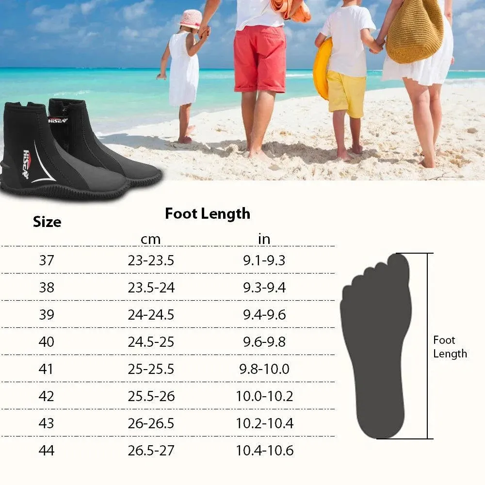 5mm Neoprene Dive Boots Wetsuit Boots with Side Zipper for Men and Women Snorkeling Scuba Diving