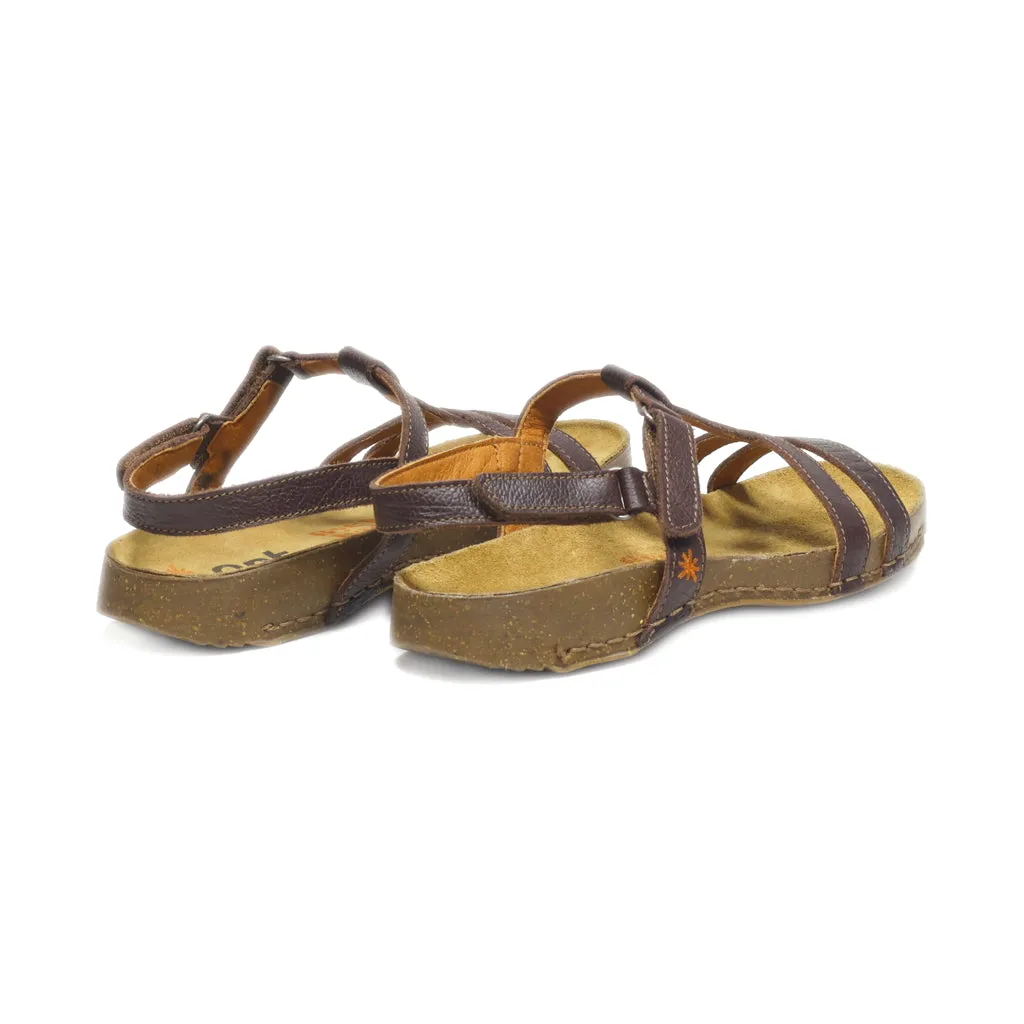 Art Flat Sandals Leather Brown Colour For Women