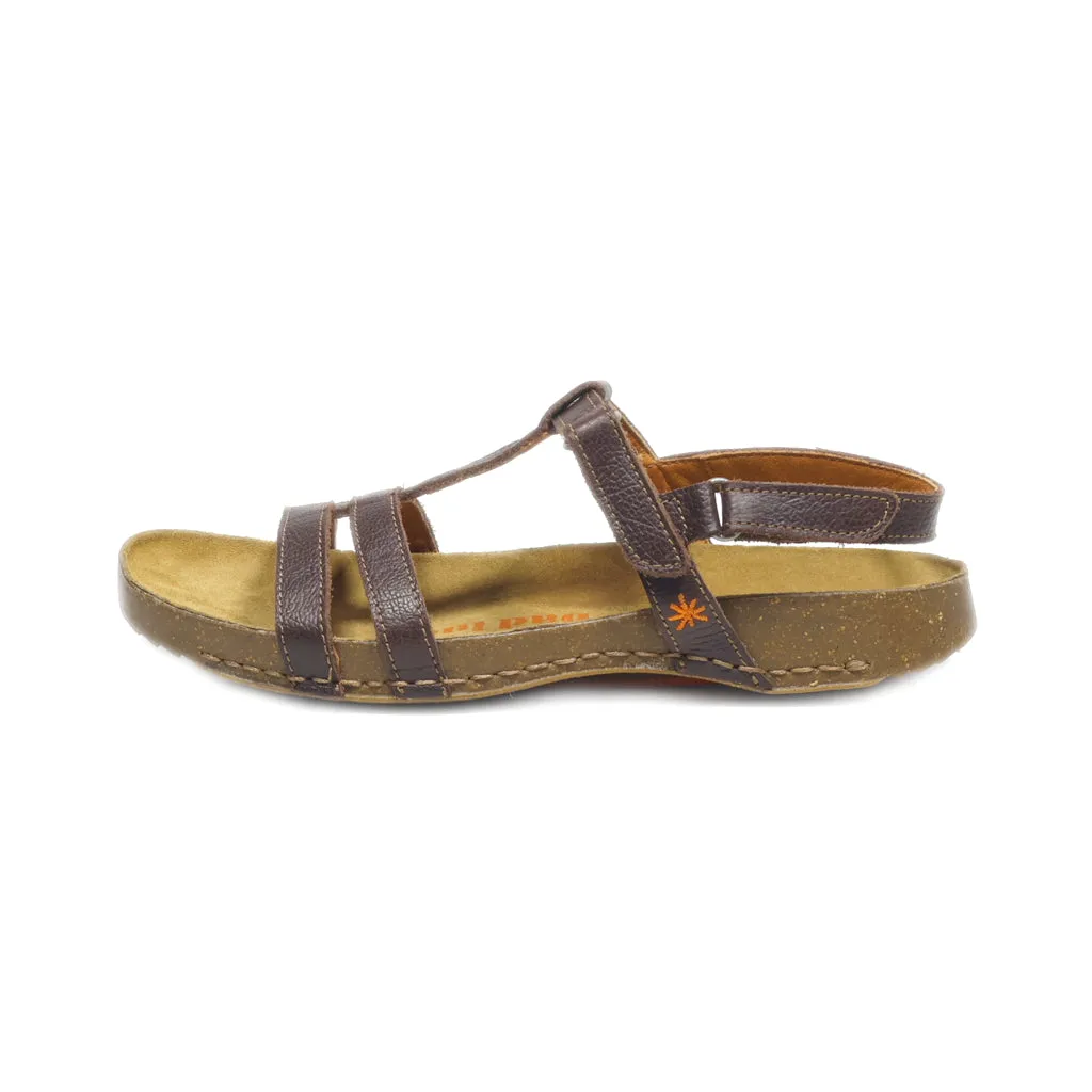 Art Flat Sandals Leather Brown Colour For Women