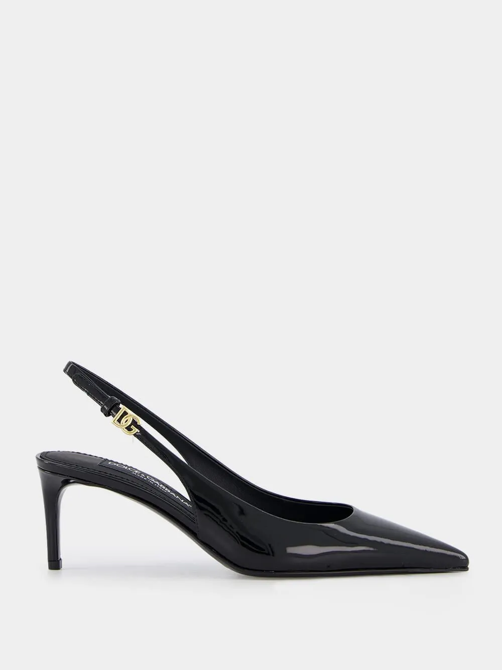 Black Leather 60mm Slingback Heels