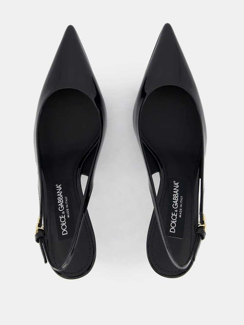 Black Leather 60mm Slingback Heels