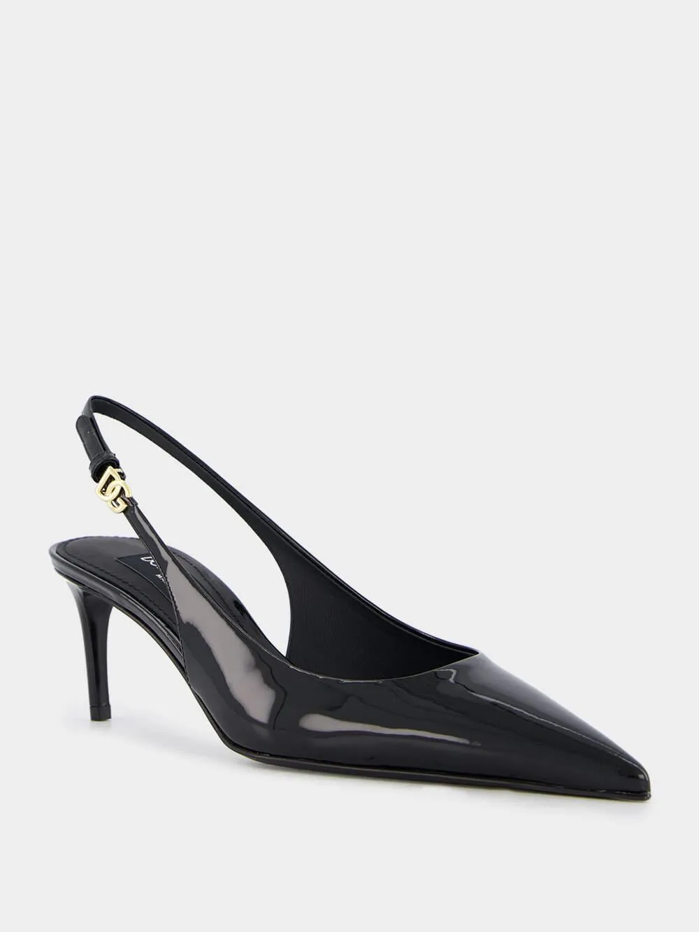 Black Leather 60mm Slingback Heels