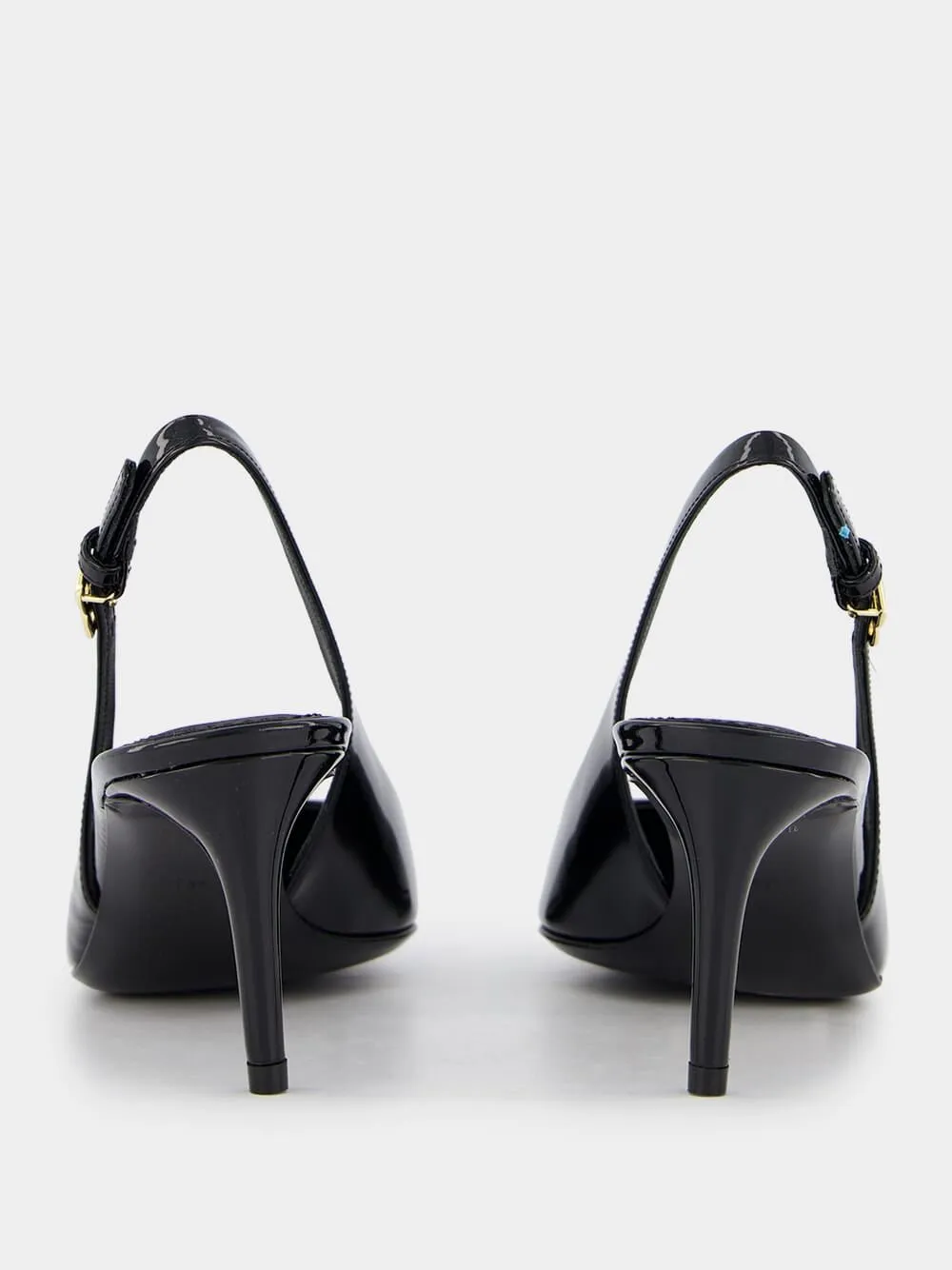 Black Leather 60mm Slingback Heels