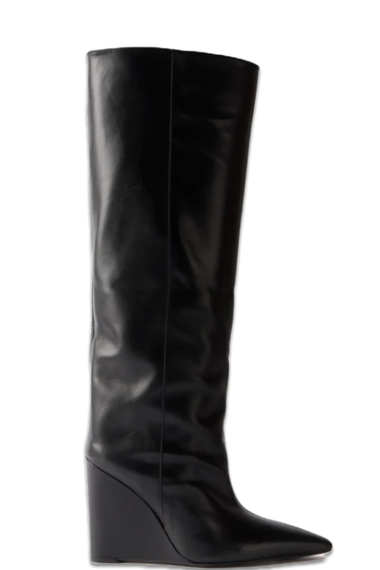 Black Leather Wedge Boots