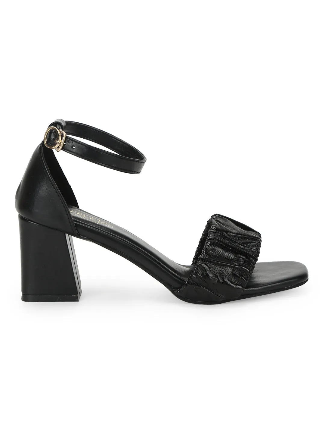 Black PU Wrinkled Strap Block Heel Sandals (TC-SLC-R-517-BLK)