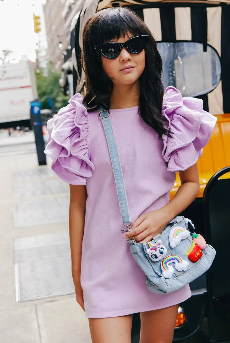 DENIM RUFFLE DRESS