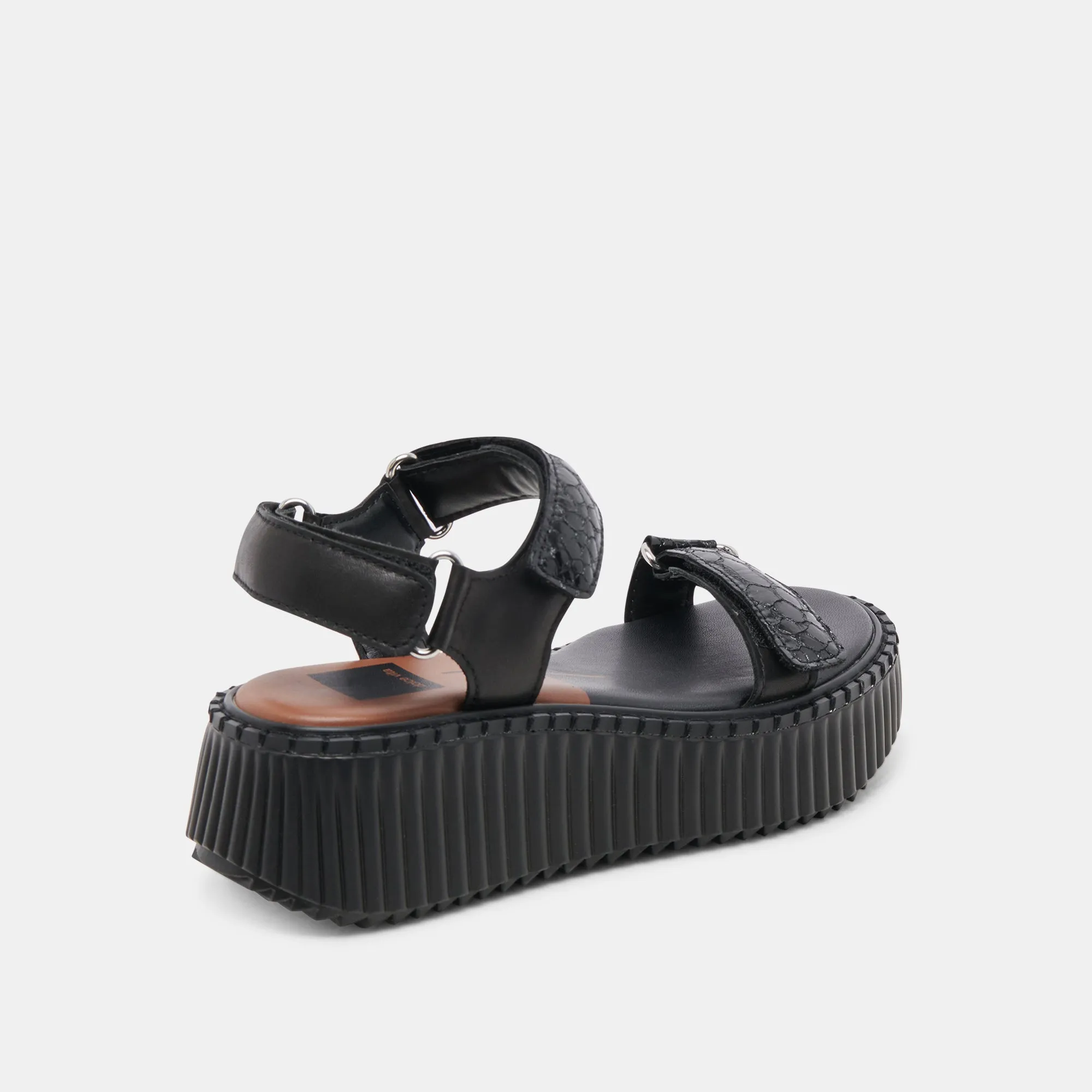 Dolce Vita Debra Sandals in Midnight Embossed Leather