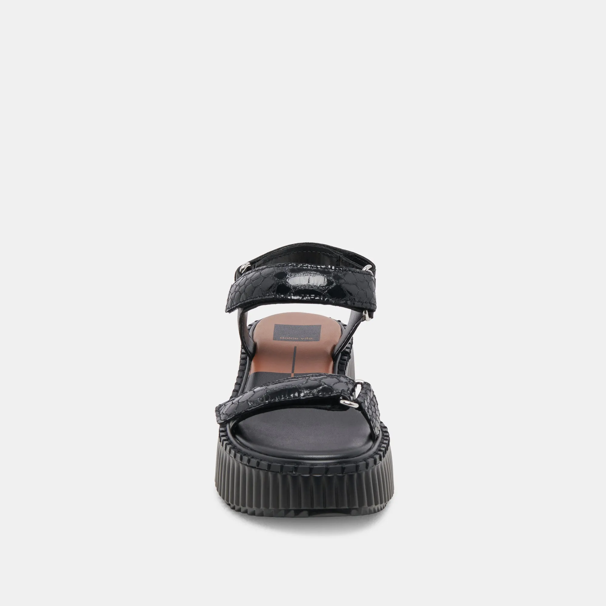 Dolce Vita Debra Sandals in Midnight Embossed Leather