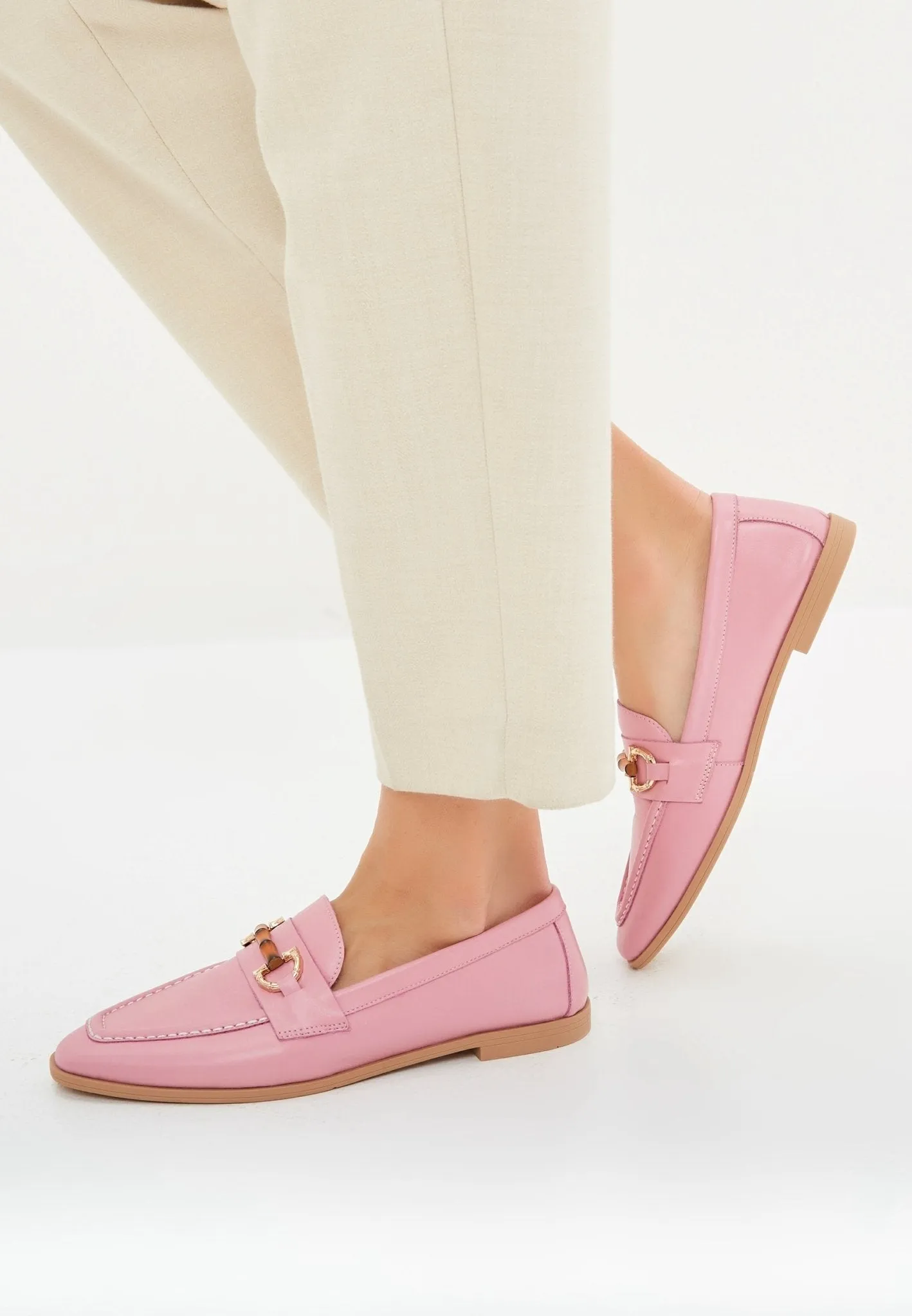 High Quality Leather Loafers - Pink