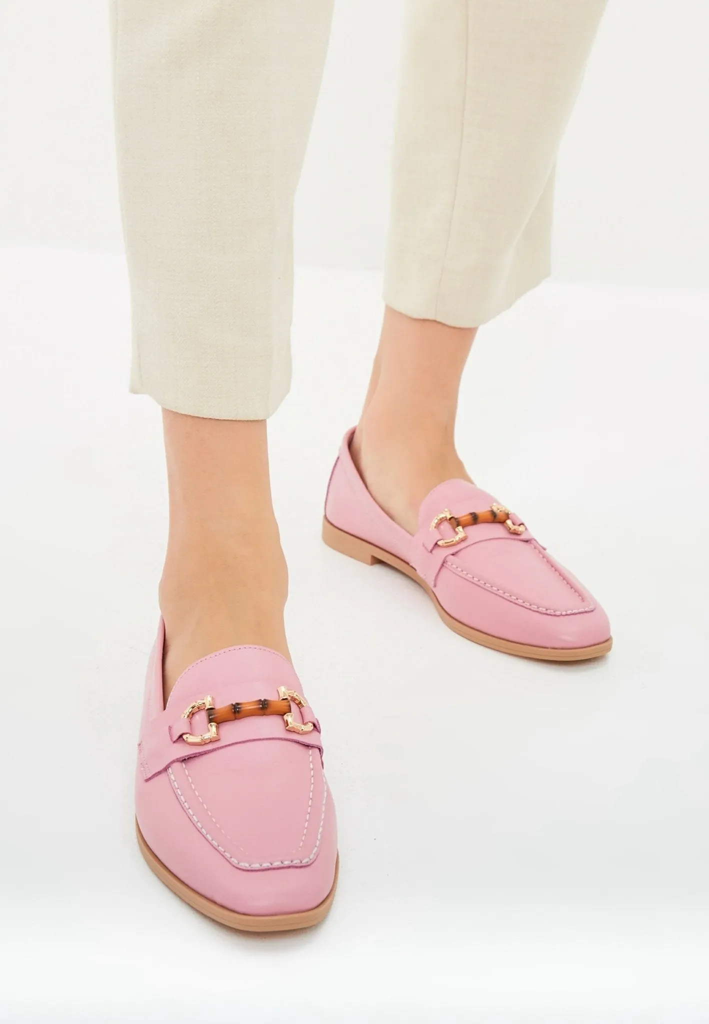 High Quality Leather Loafers - Pink