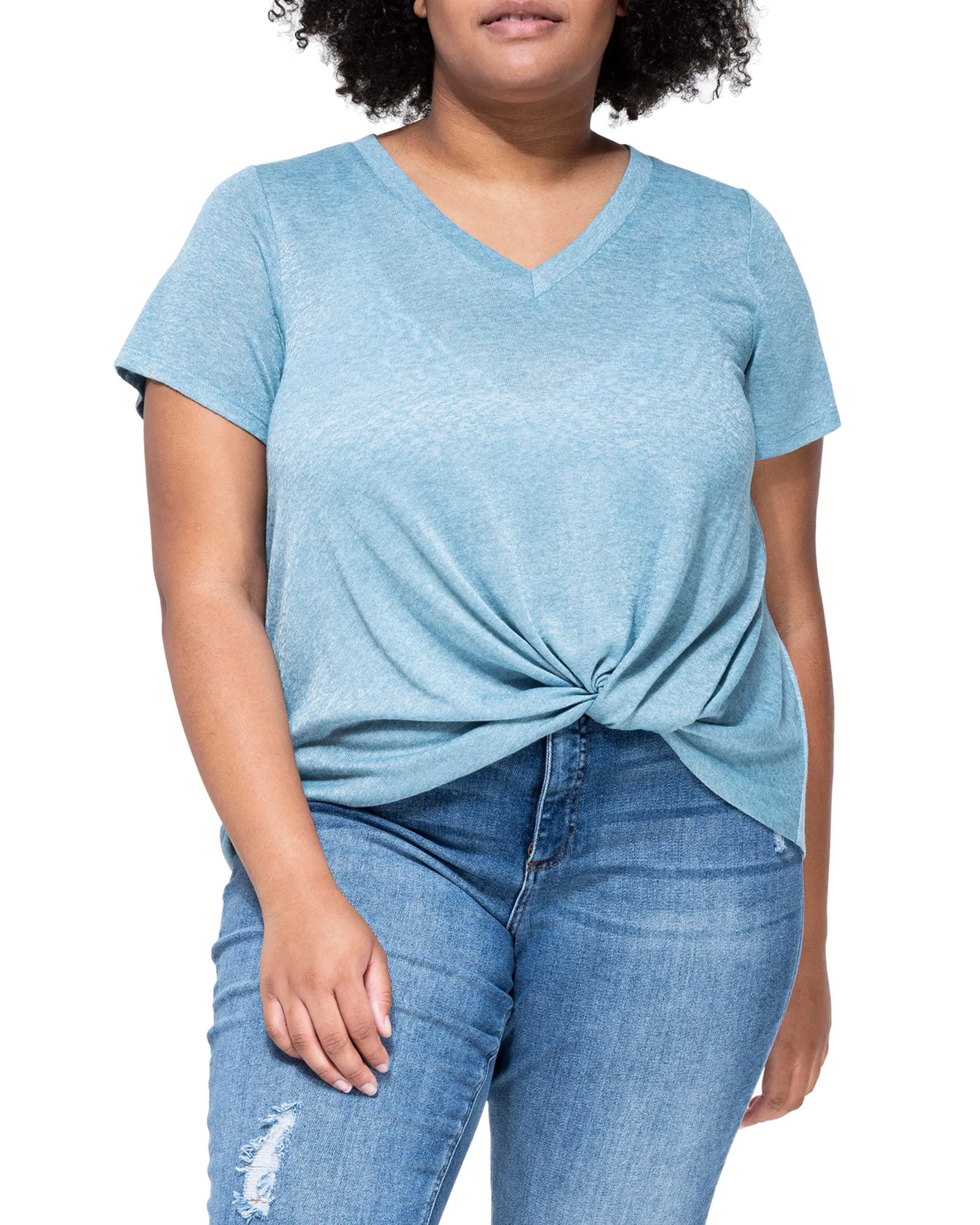 Lia Twist Hem Tee | Light Blue