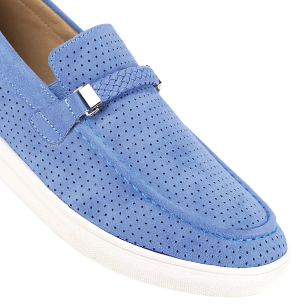 Light Blue Men's Loafer Slip-On Casual Shoes Suede Material Style no-6998