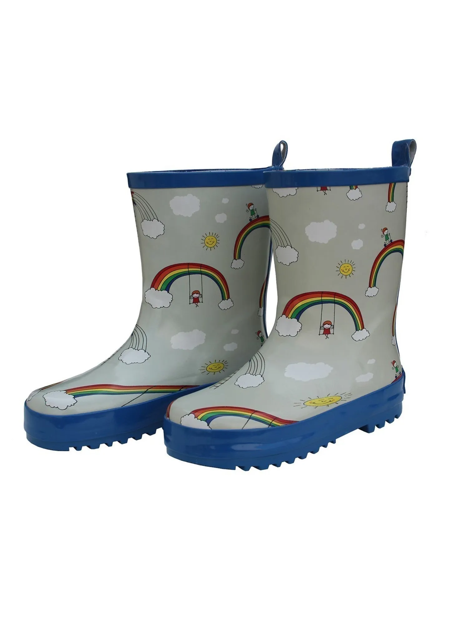 Little Girls Multi Rainbow Print Back Handle Rain Boots 5-10 Toddler