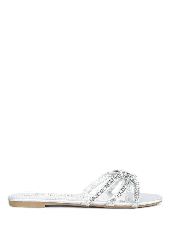 Mezzie Dimante Strap Flat Sandals