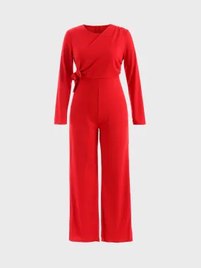 Midsize Graceful Tie Snatch Waist Jumpsuit