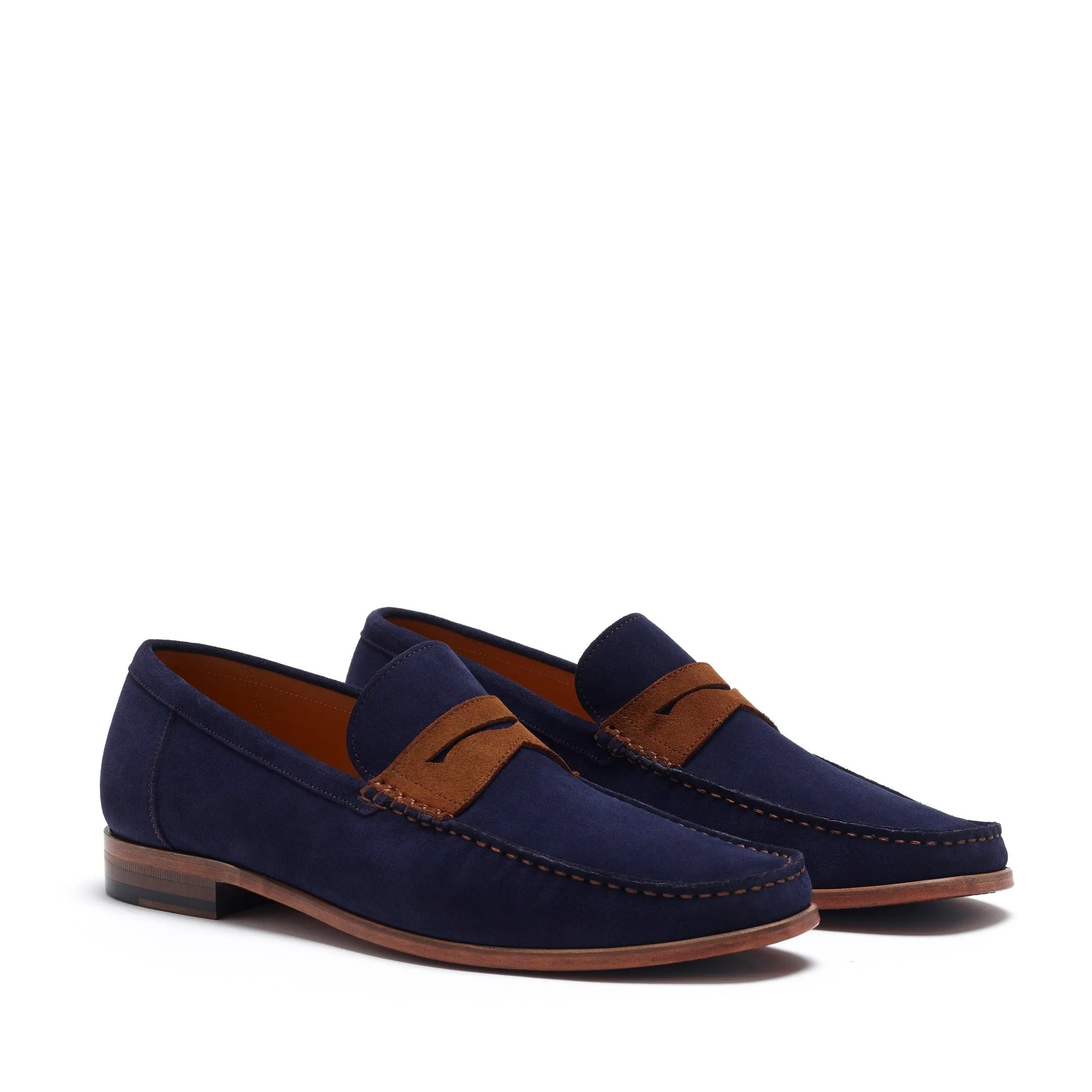 Navy & Brown Suede Penny Moccasin Loafer