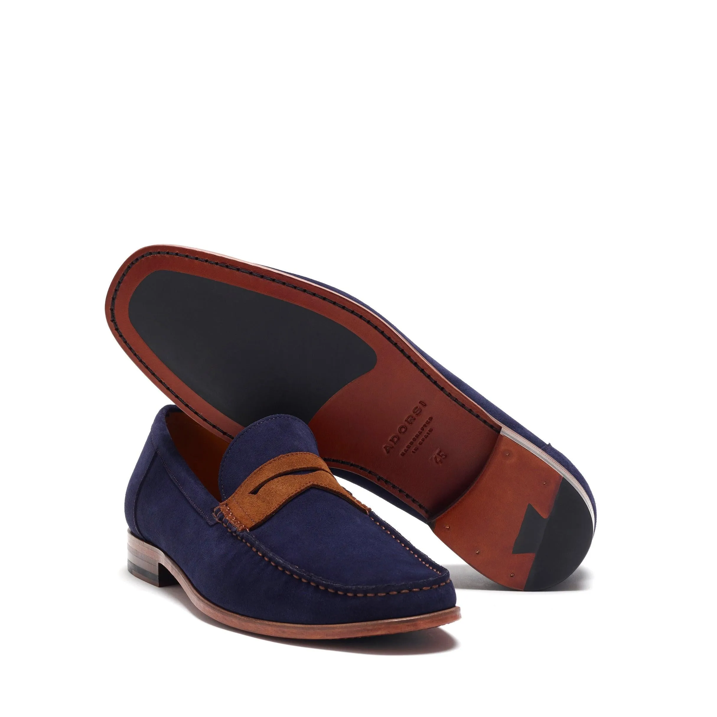 Navy & Brown Suede Penny Moccasin Loafer