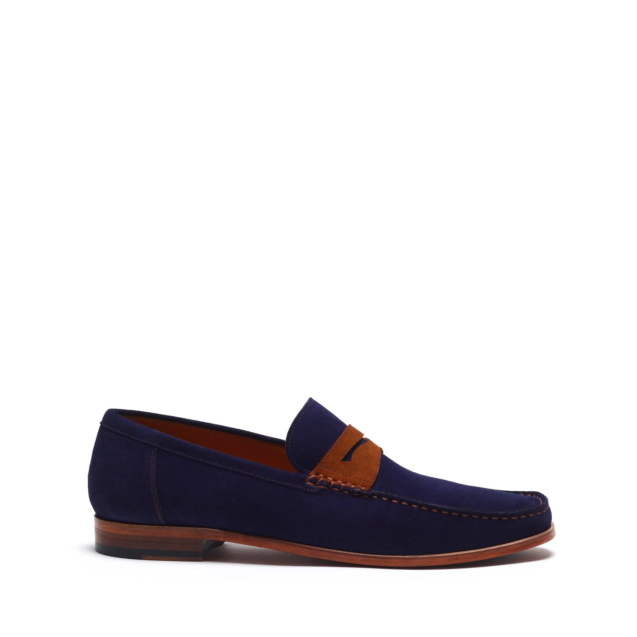 Navy & Brown Suede Penny Moccasin Loafer