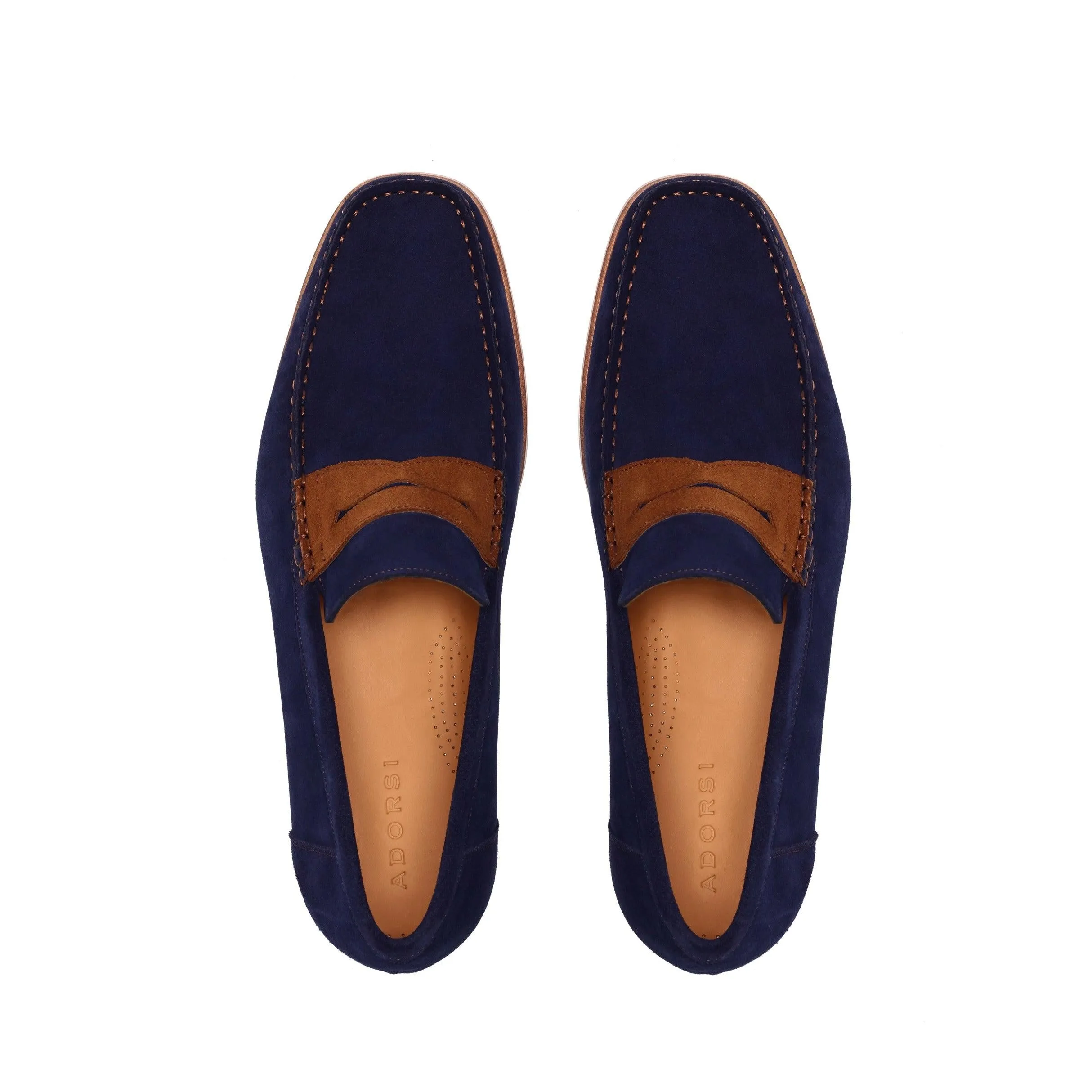 Navy & Brown Suede Penny Moccasin Loafer