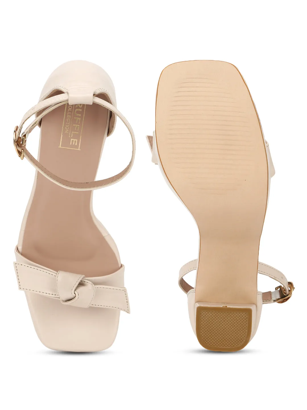 Nude PU Bow Detail High Block Heels (TC-SLC-N1107-NUD)