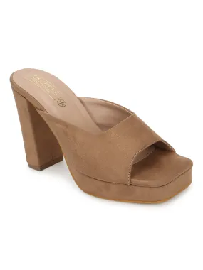 Nude Suede High Block Heel Mules (TC-SLC-N1101-NUD)