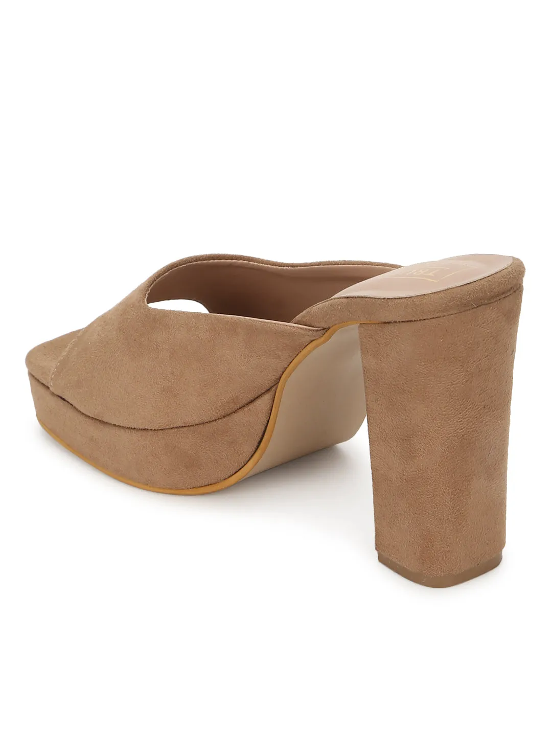 Nude Suede High Block Heel Mules (TC-SLC-N1101-NUD)