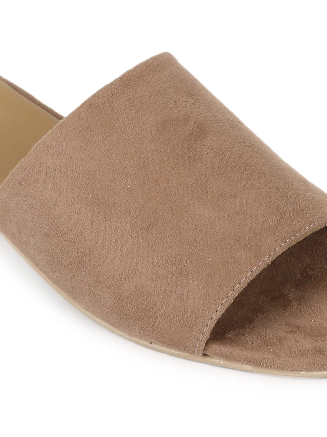 Nude Suede Low Heel Slip Ons