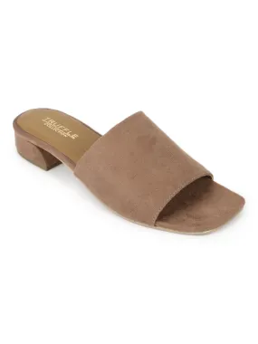 Nude Suede Low Heel Slip Ons