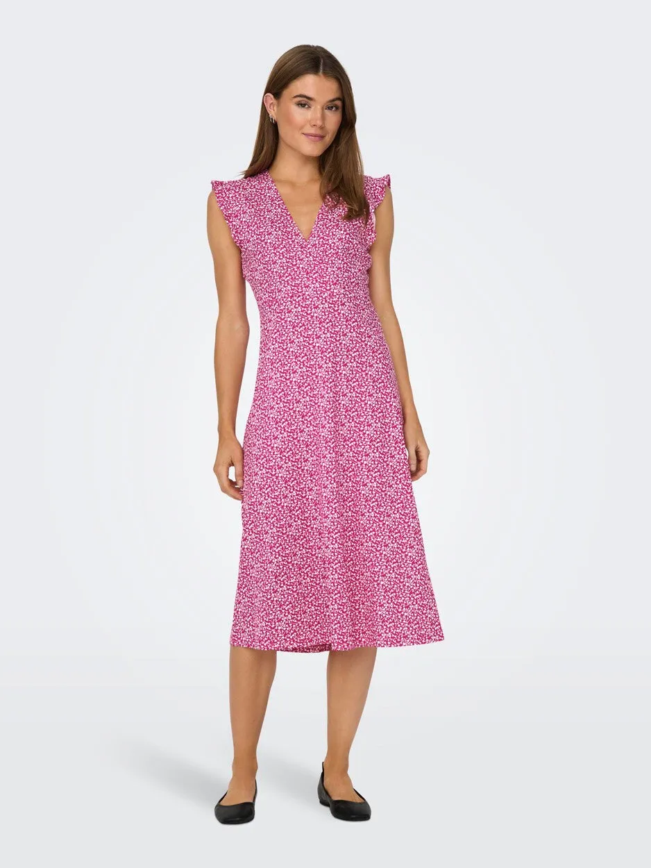 Onlmay Life S/l Wrap Midi Dress Jrs - Roze Dessin