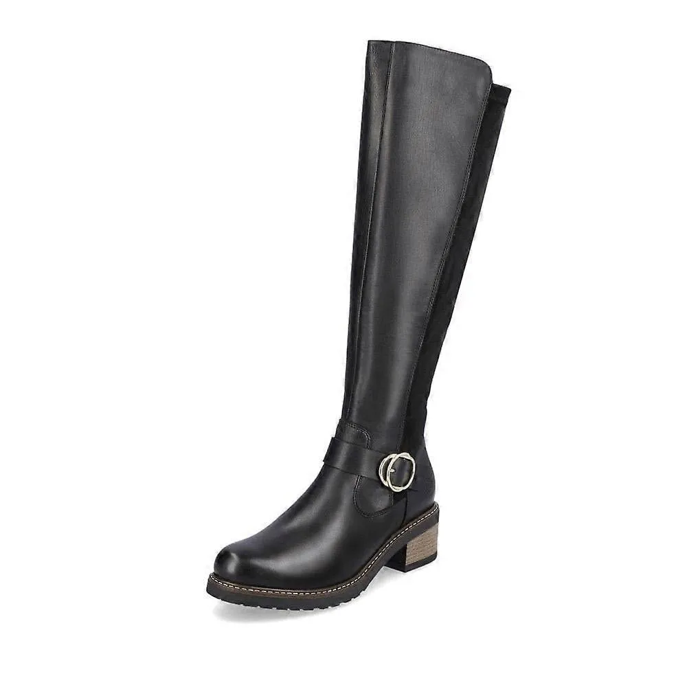 REMONTE BLOCK HEEL TALL SHAFT BOOT BLACK - WOMENS