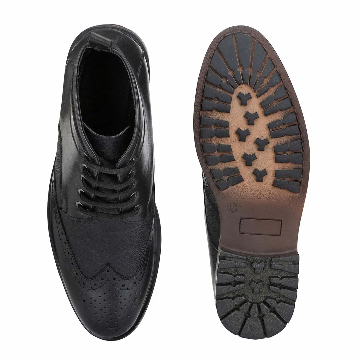 SF Black Brogue Lace Up Boots