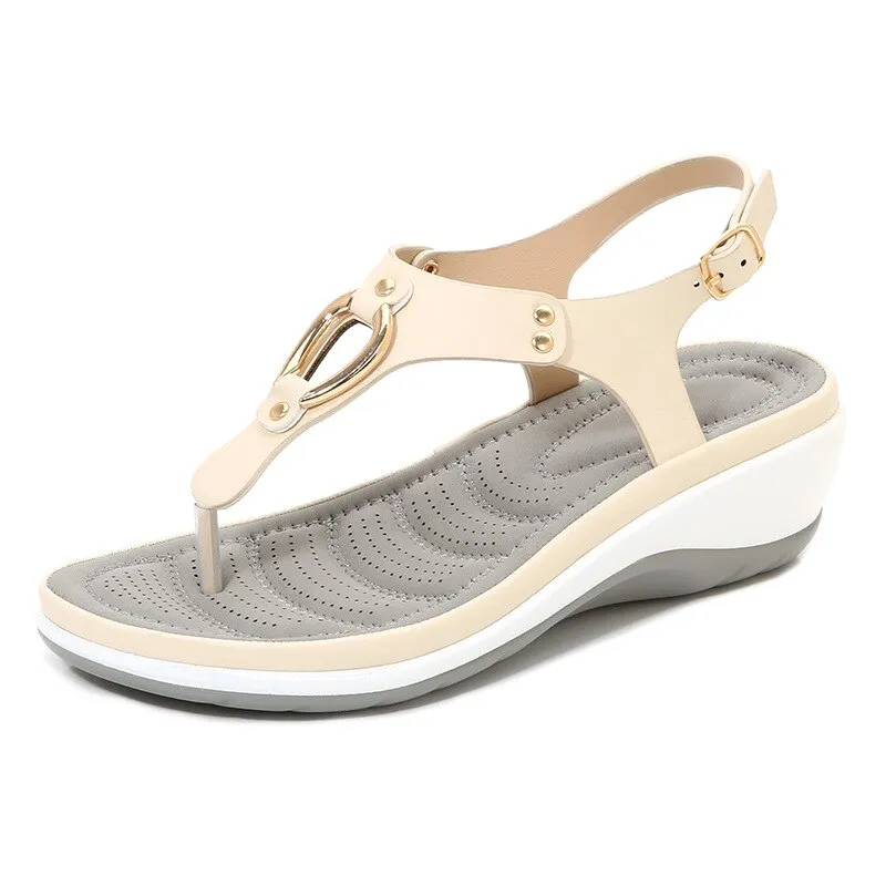 SHIDIWEIKE Super Comfy Low Wedge Sandal Shoes