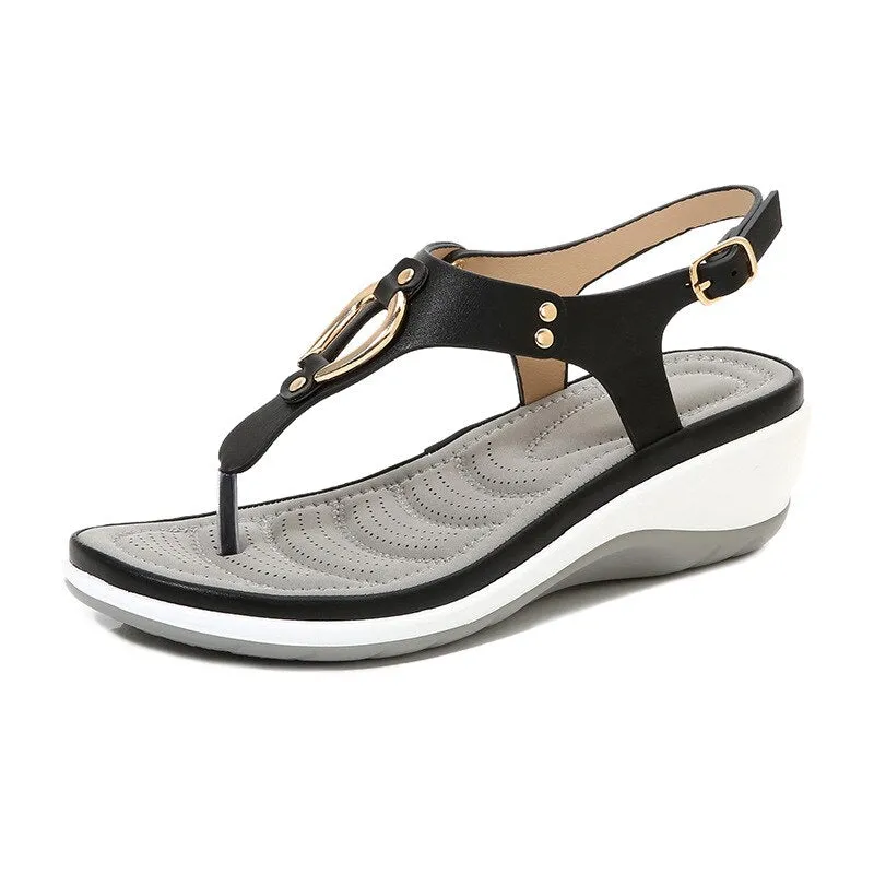 SHIDIWEIKE Super Comfy Low Wedge Sandal Shoes