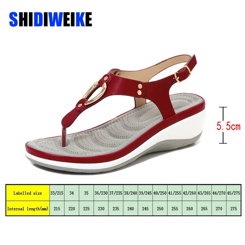 SHIDIWEIKE Super Comfy Low Wedge Sandal Shoes