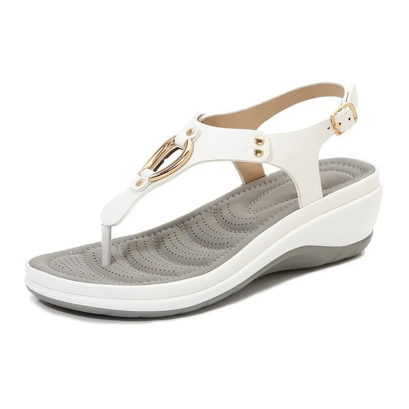 SHIDIWEIKE Super Comfy Low Wedge Sandal Shoes