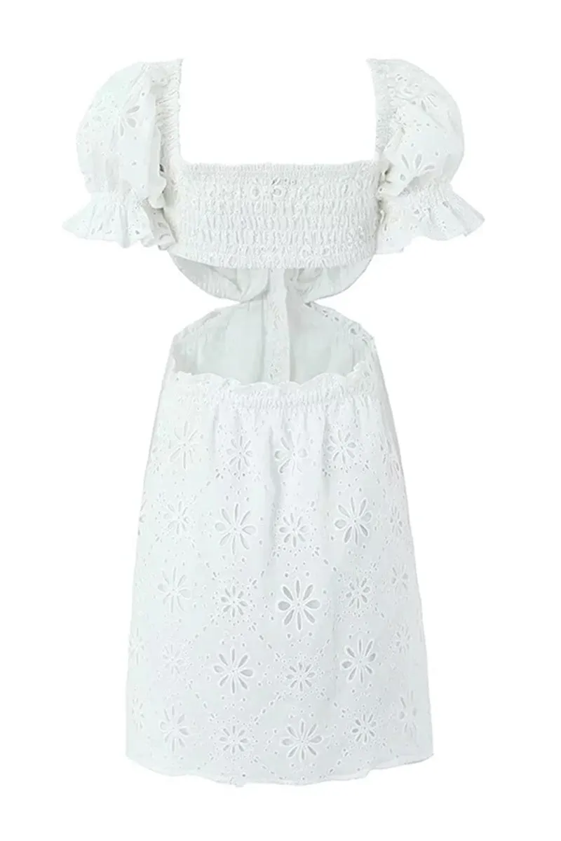 Sweetly Romantic Graceful Eyelet Mini Dress