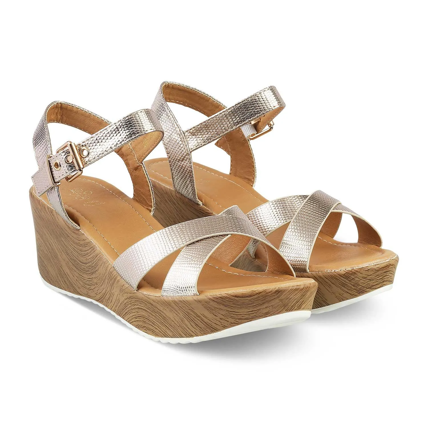 The Hungary Champagn Women Wedge Sandals