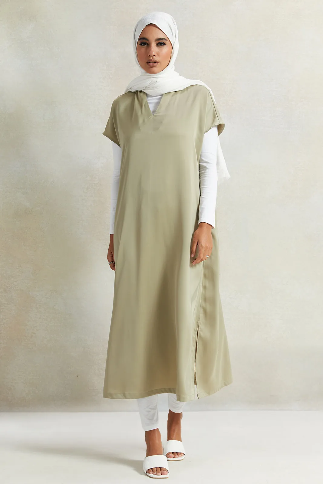 Women Beige Maxi Length Kaftan Dress