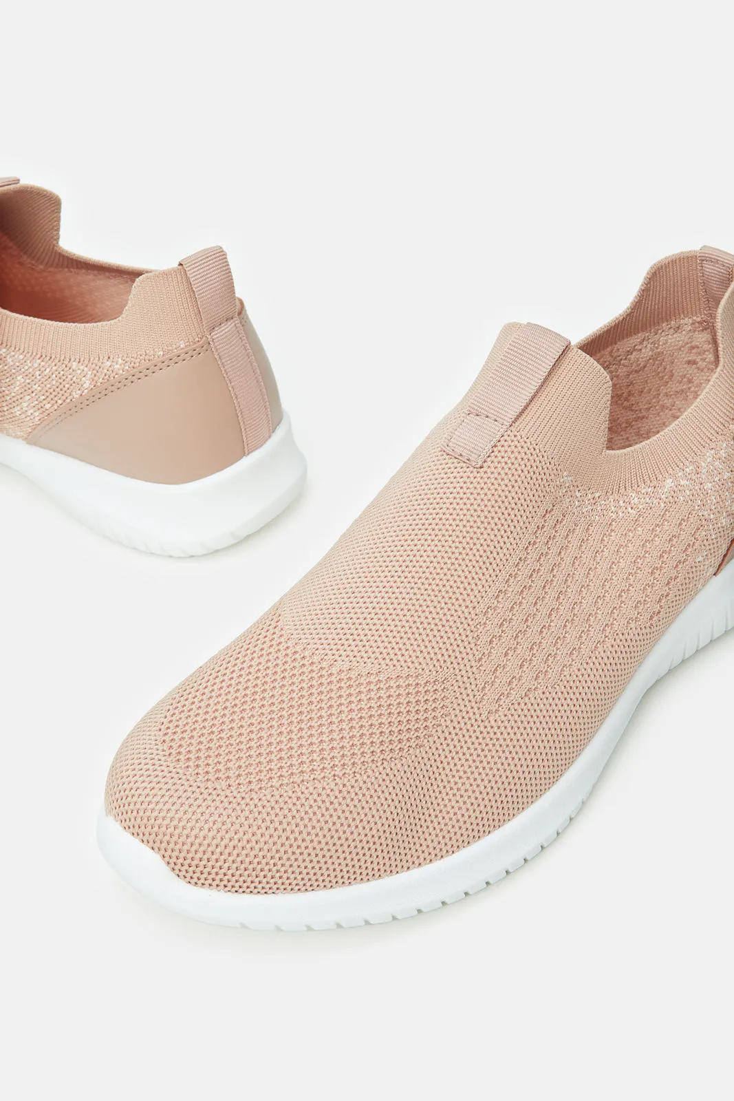 Women Pink Textured Slip On Trainer