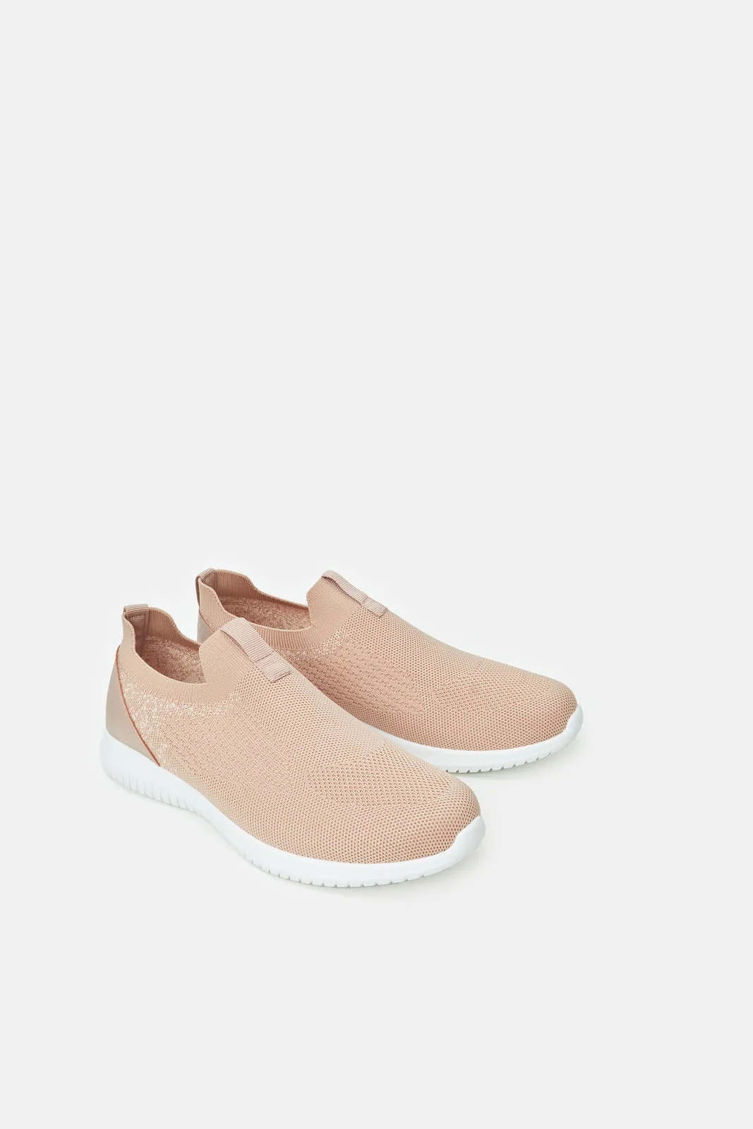 Women Pink Textured Slip On Trainer