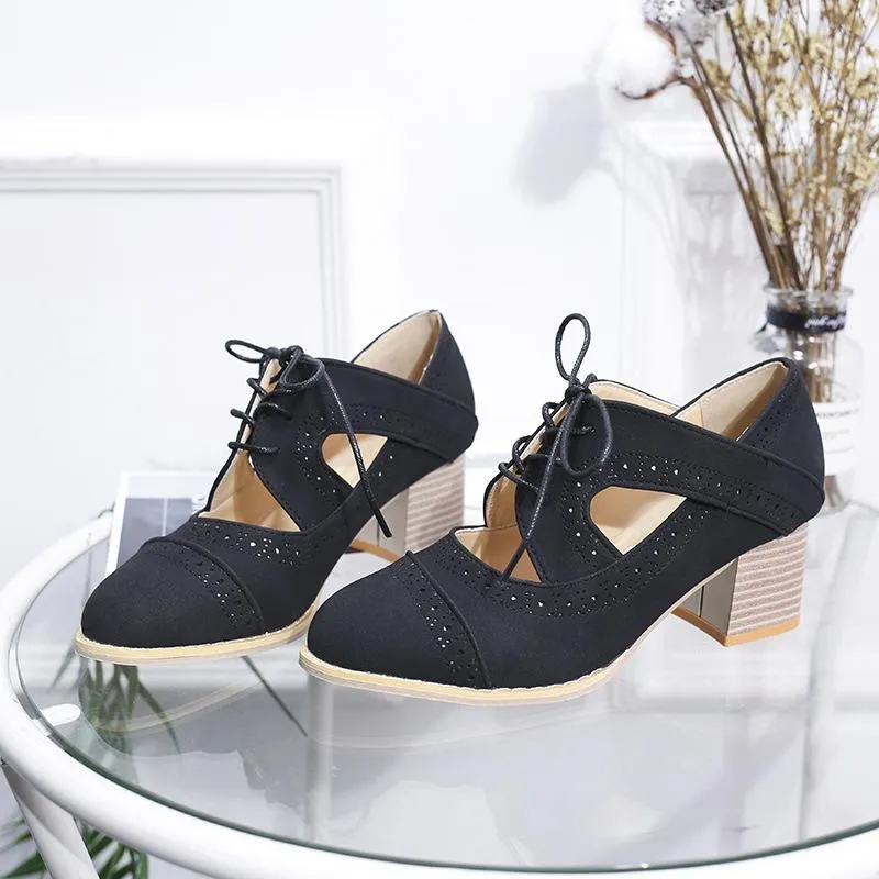 Women pointed toe summer lace up vintage chunky sandals